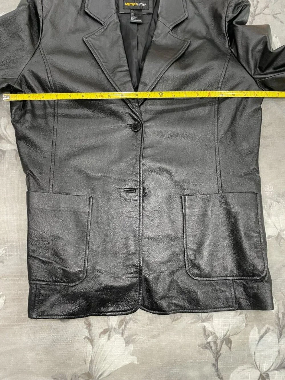 Metrostyle Genuine Leather Blazer Jacket Black Size 16 Classic Tailored Coat - Picture 7 of 13